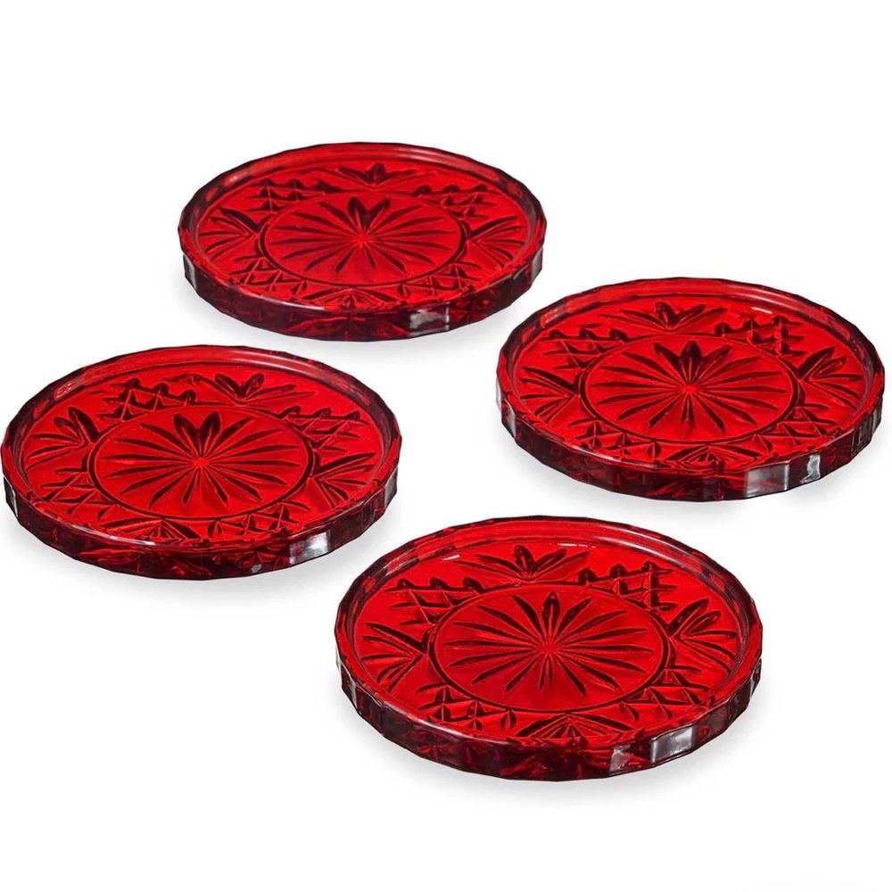 Dublin Collection Red Crystal Coasters - Picture 4 of 7